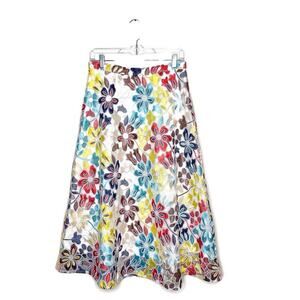 EVA FRANCO Anthro Women's Meghan Colorful Floral Embroidered Midi Skirt Sz 8